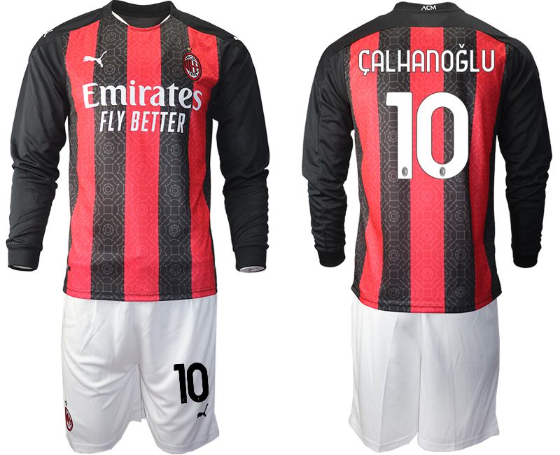 Men 2020-2021 club AC milan home long sleeve #10 red Soccer Jerseys